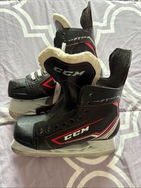 CCM Kids Black and Red Ice Hockey Skates FT340